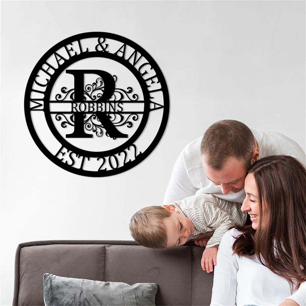 Custom Monogram Name Metal Sign for Yard Decor