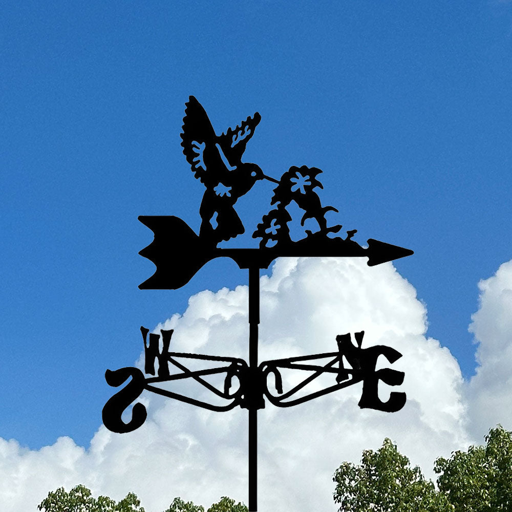 Hummingbird and Flower Stainless Steel Weathervane