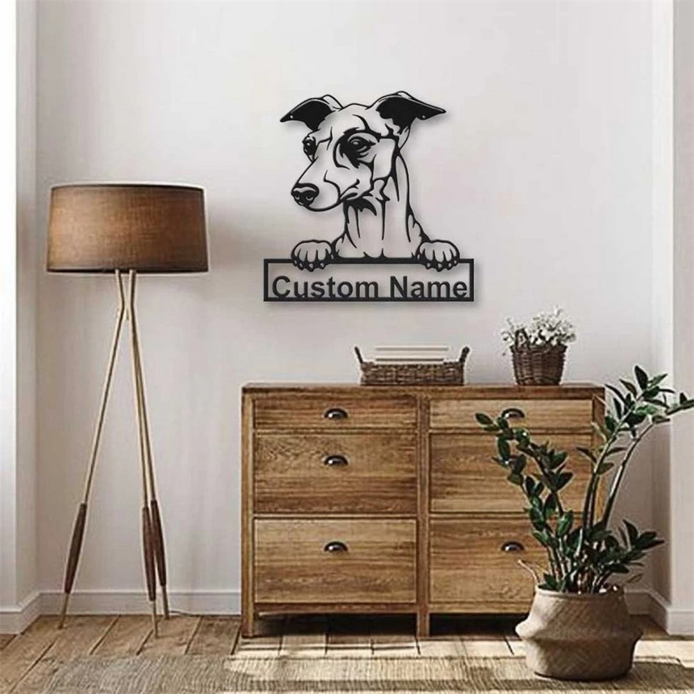 Italian Grayhound Dog Metal Art Personalized Metal Name Sign
