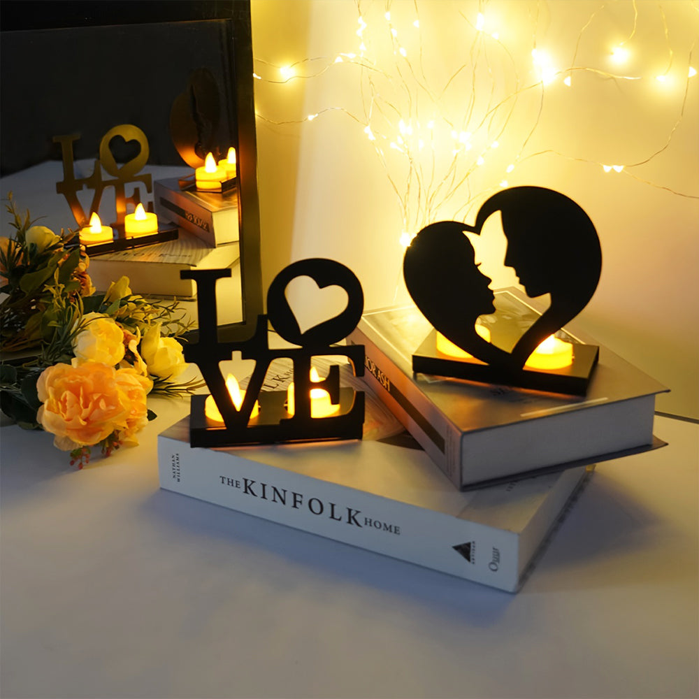 Love Candle Holder Metal Decorative