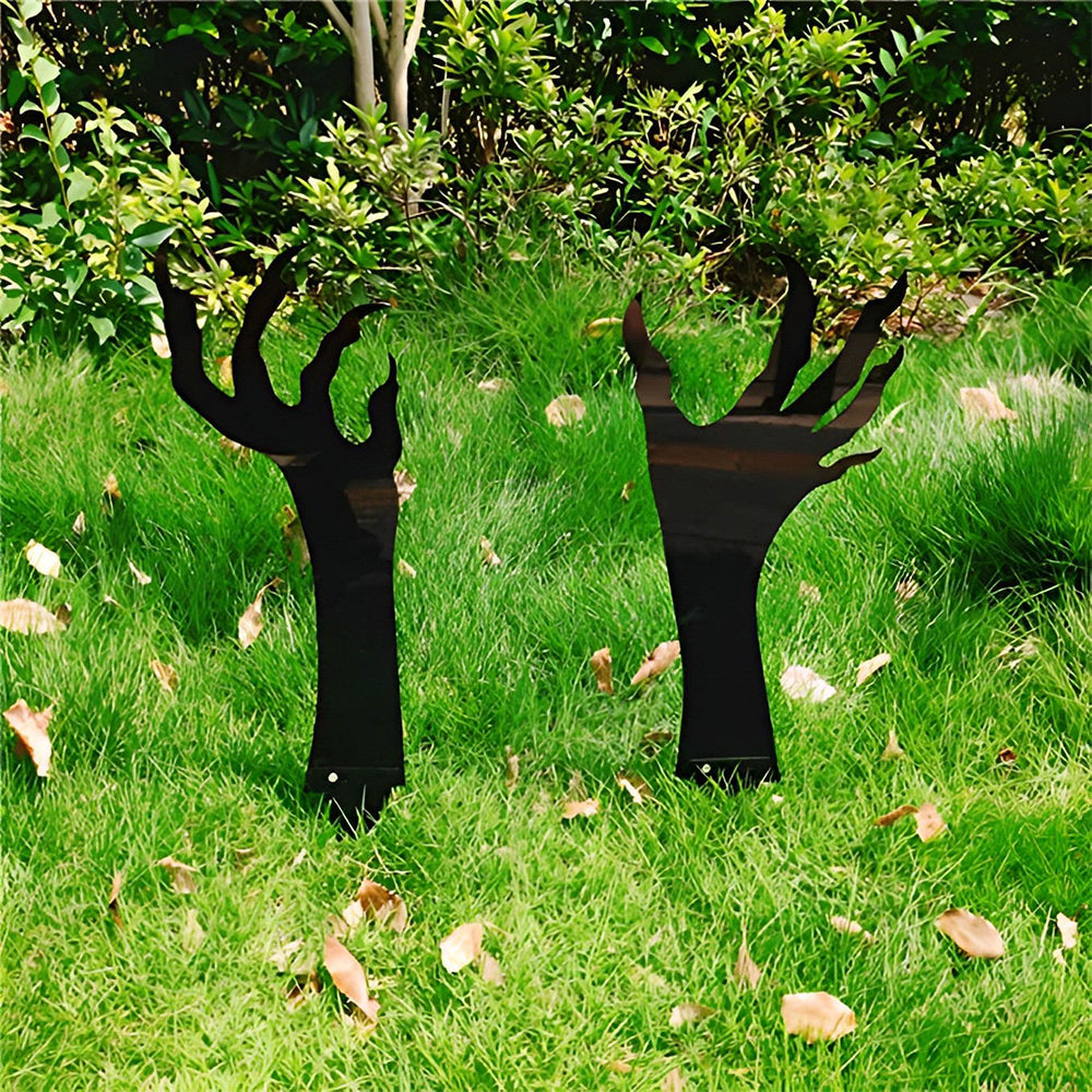 Halloween 2 Hands Silhouette Outdoor Metal Garden Markers