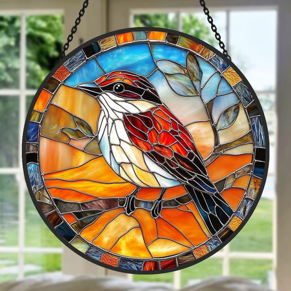 Bird Sun Catcher Decoration Stained Glass Window Hanging