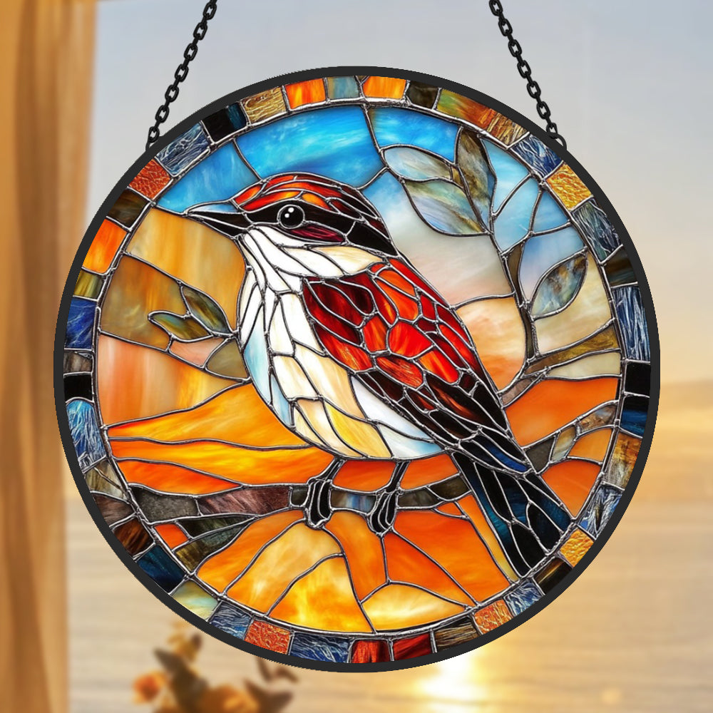 Bird Sun Catcher Decoration Stained Glass Window Hanging