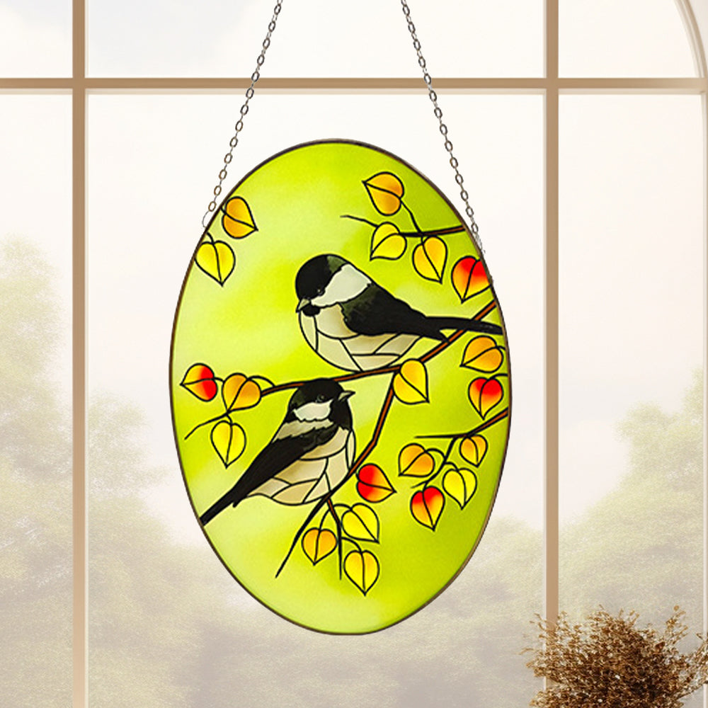 Birds Sun Catcher Decoration Stained Glass Window Hanging
