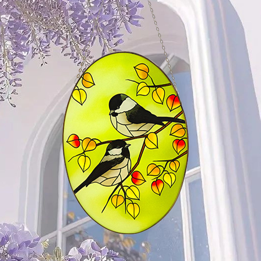 Birds Sun Catcher Decoration Stained Glass Window Hanging