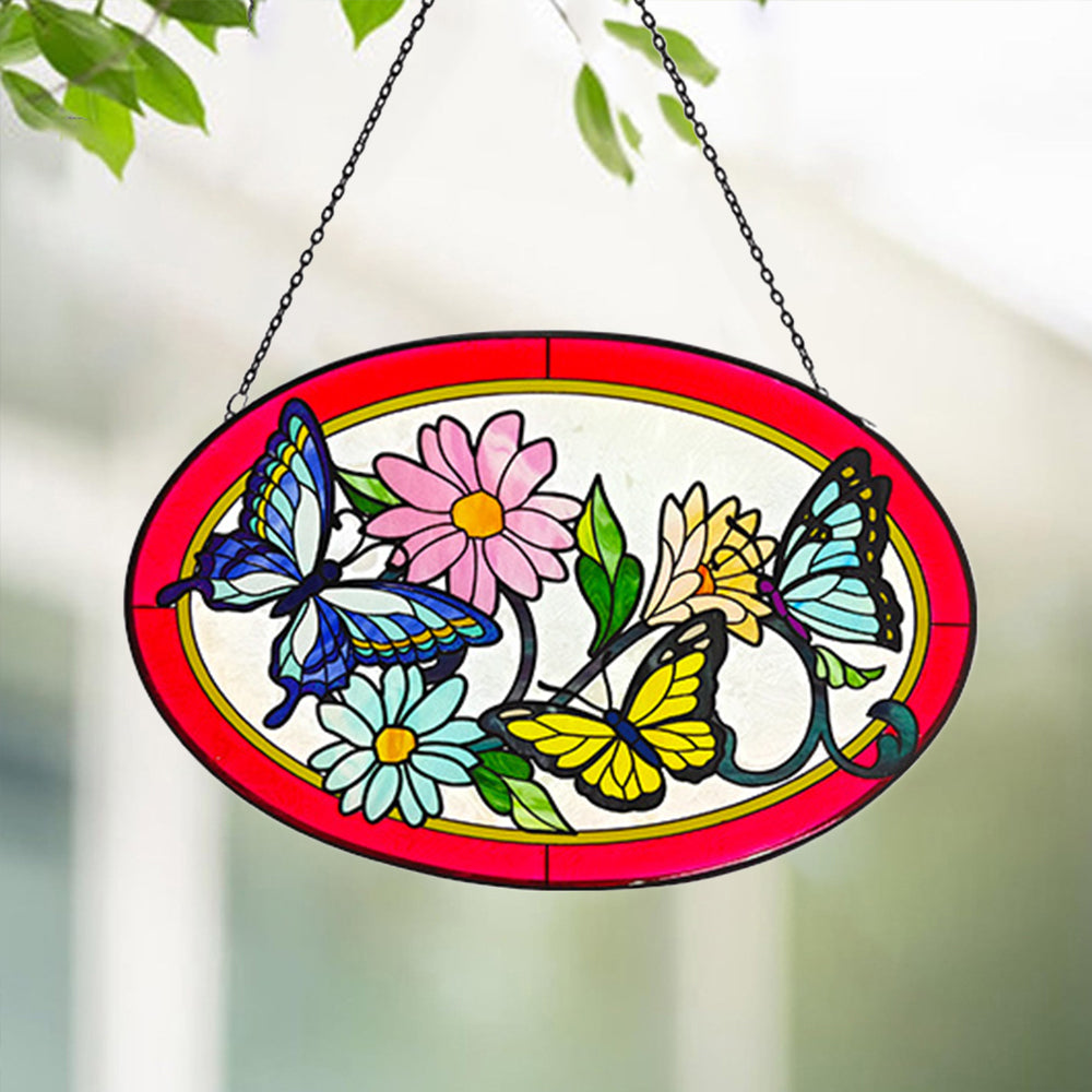 Butterflies Sun Catcher Decoration Stained Glass Window Hanging
