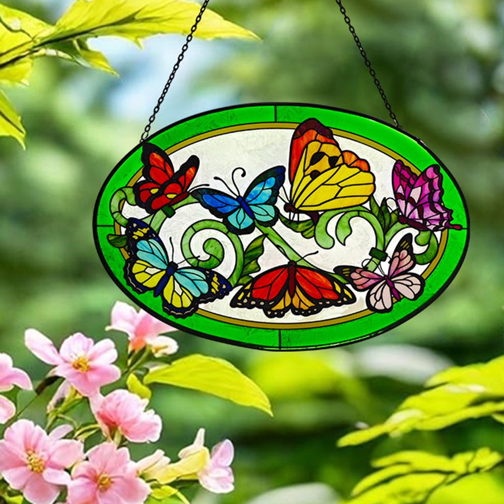 Butterflies Sun Catcher Decoration Stained Glass Window Hanging
