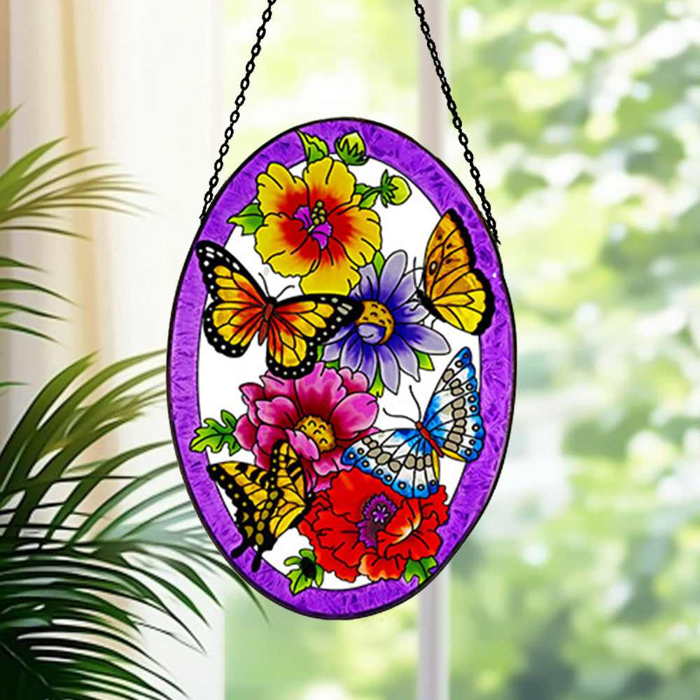 Butterflies Sun Catcher Decoration Stained Glass Window Hanging