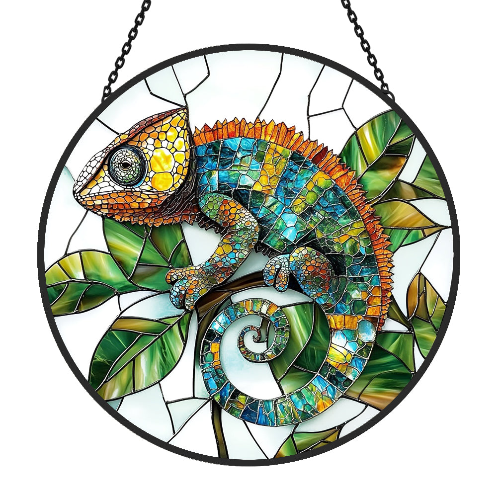 Chameleon Sun Catcher Decoration Stained Glass Window Hanging