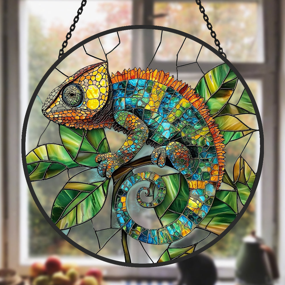 Chameleon Sun Catcher Decoration Stained Glass Window Hanging