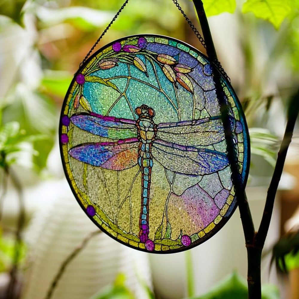 Dragonfly Sun Catcher Decoration Stained Glass Window Hanging