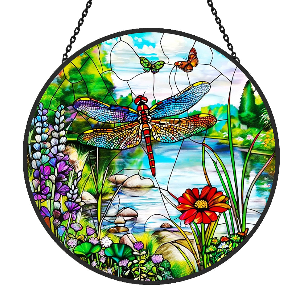 Dragonfly Sun Catcher Decoration Stained Glass Window Hanging