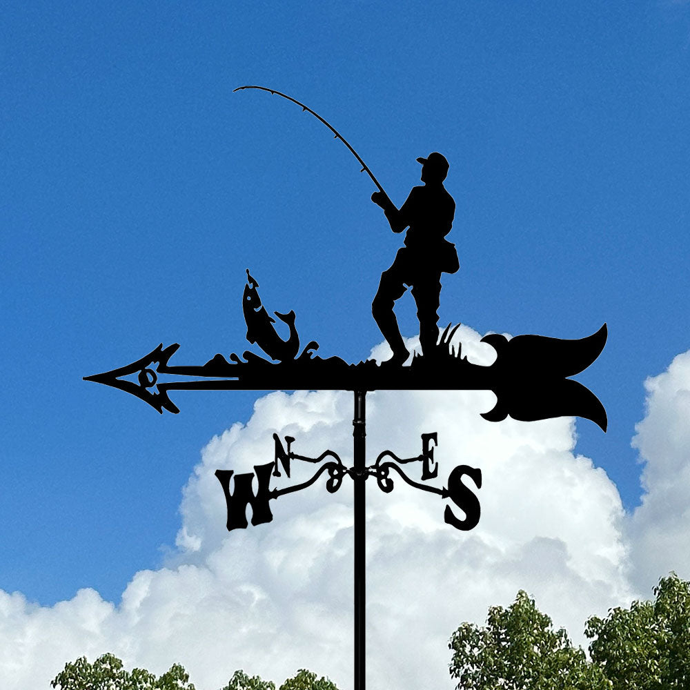 Fisherman Silhouette Steel Weathervane main image 1
