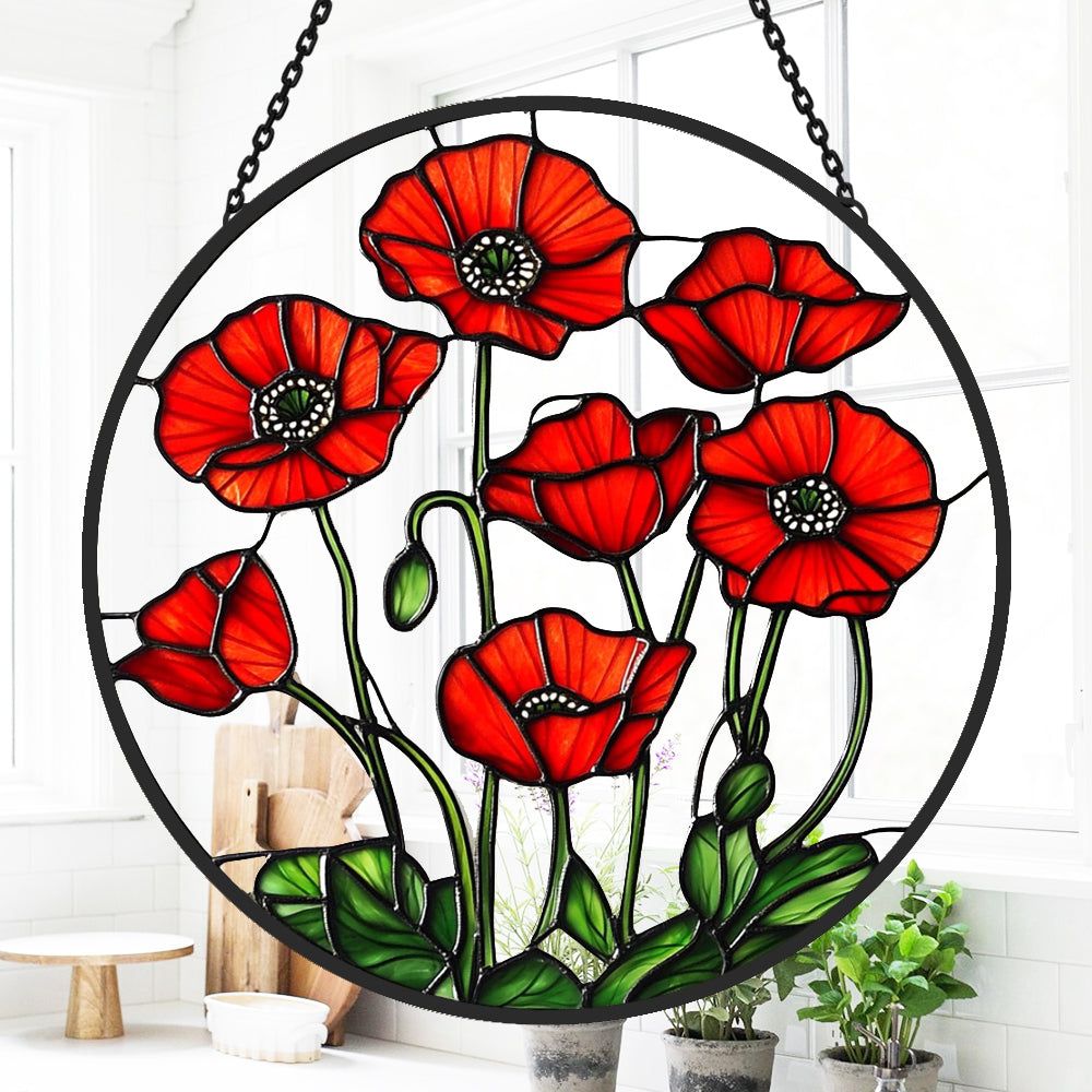 Flower Decor Sun Catcher Decoration Stained Glass Window Hanging