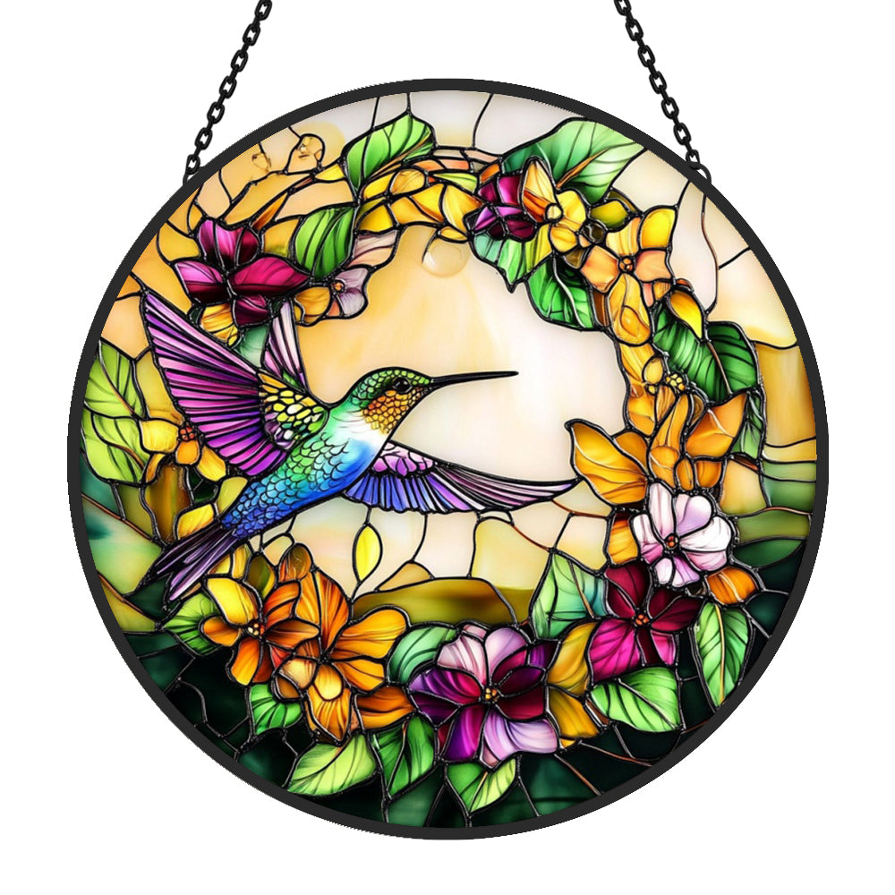 Hummingbird Sun Catcher Decoration Stained Glass Window Hanging