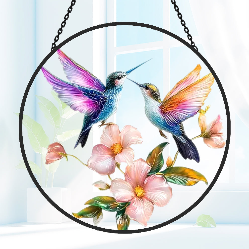 Hummingbird Sun Catcher Decoration Stained Glass Window Hanging