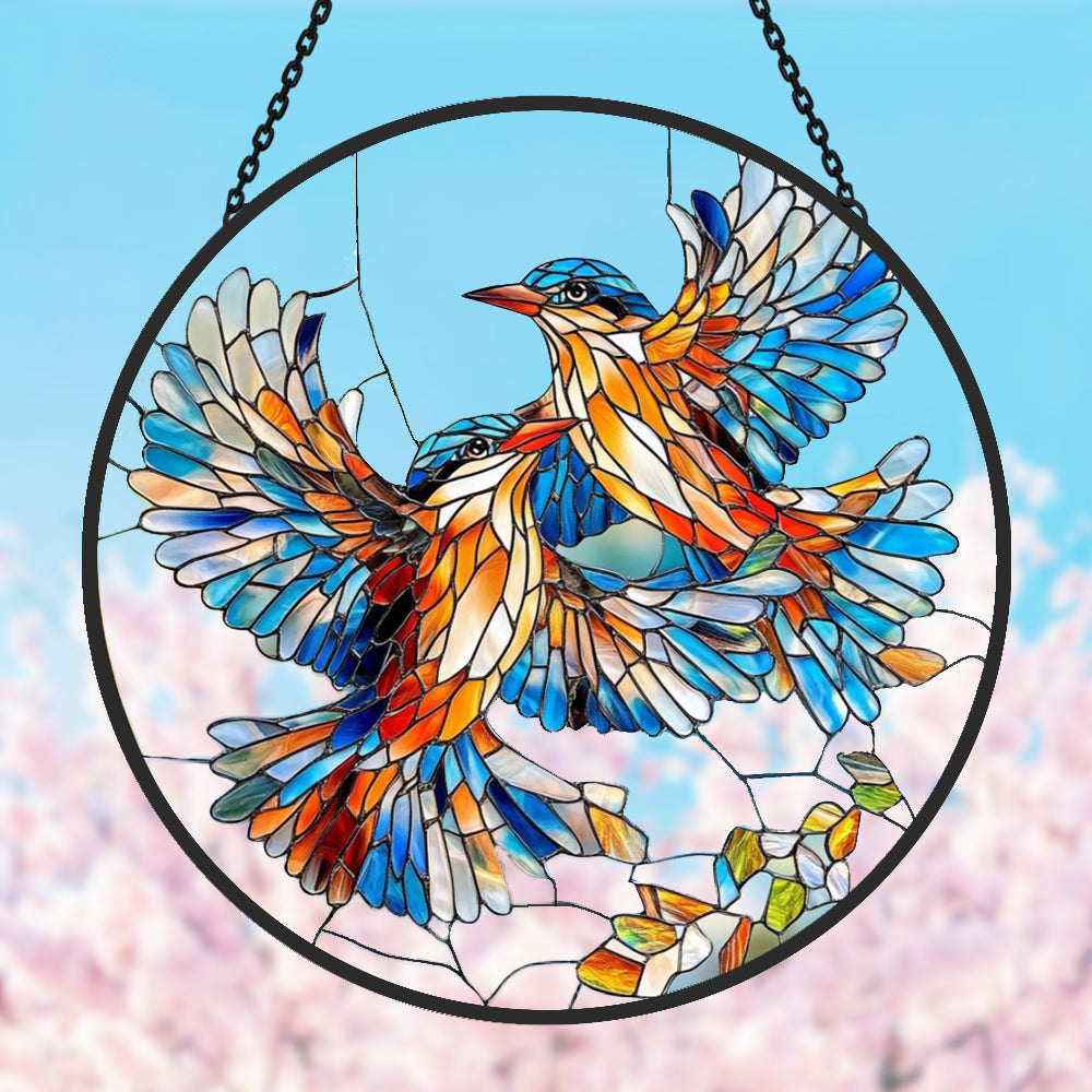 Hummingbird Sun Catcher Decoration Stained Glass Window Hanging