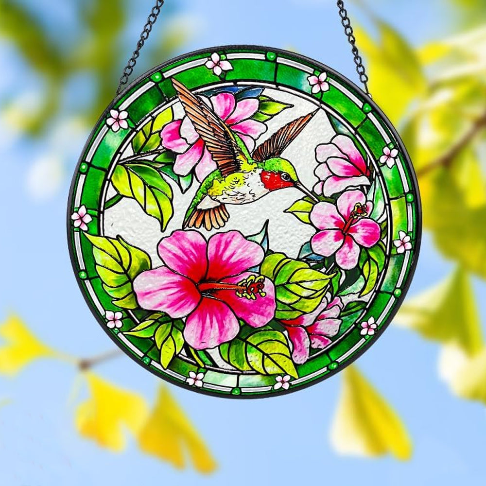Hummingbird Sun Catcher Decoration Stained Glass Window Hanging