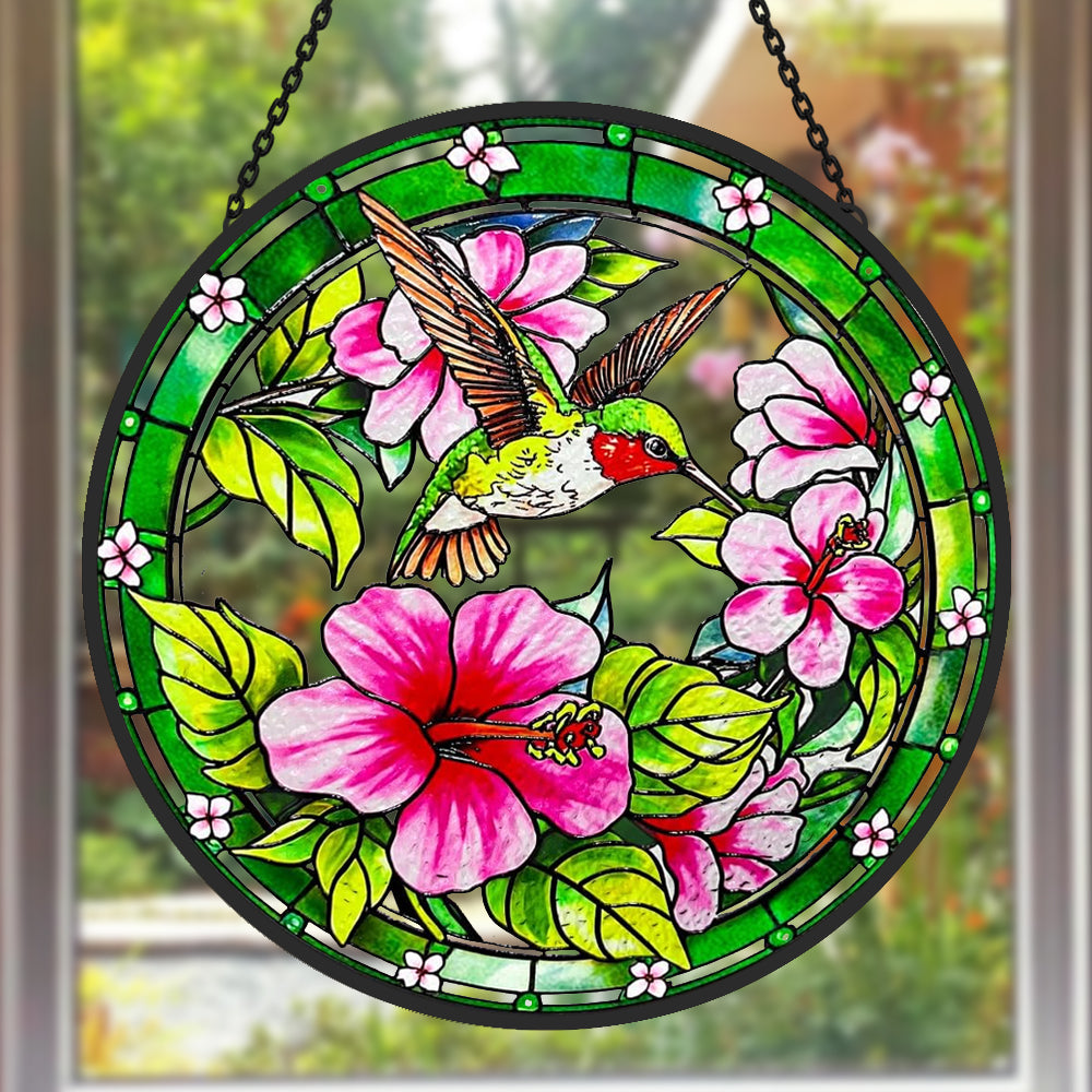 Hummingbird Sun Catcher Decoration Stained Glass Window Hanging