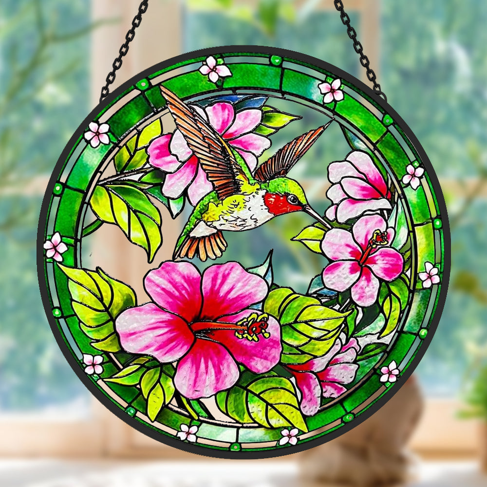 Hummingbird Sun Catcher Decoration Stained Glass Window Hanging