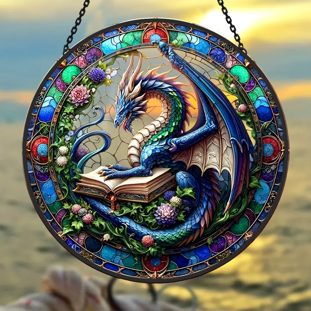 Magical Dragon Sun Catcher Decoration Stained Glass Window Hanging