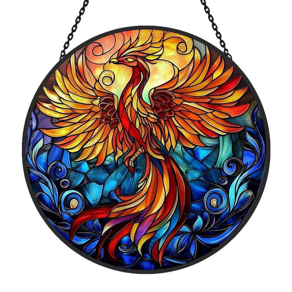 Phoenix Sun Catcher Decoration Stained Glass Window Hanging