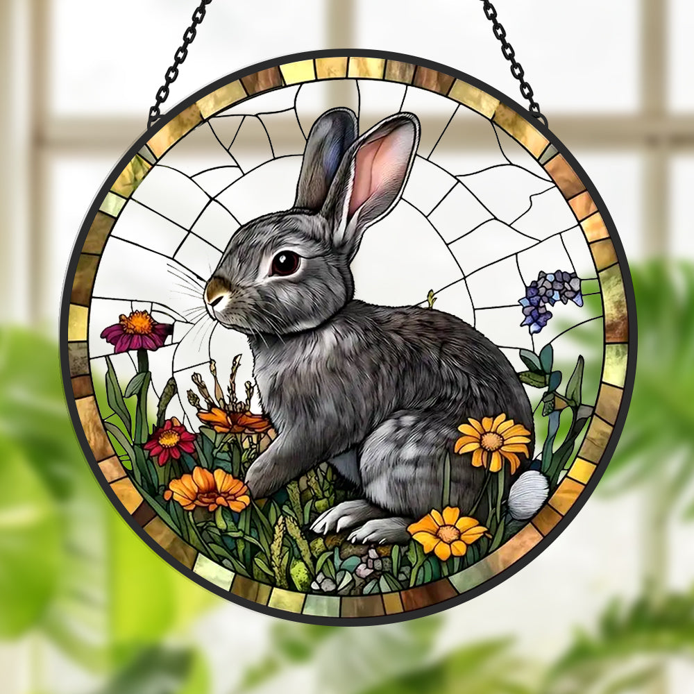 Rabbit Sun Catcher Decoration Stained Glass Window Hanging