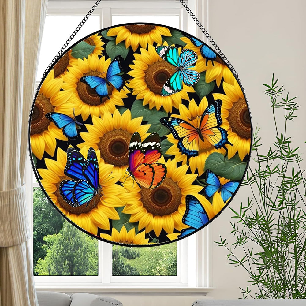 Sunflower Sun Catcher Decoration Stained Glass Window Hanging