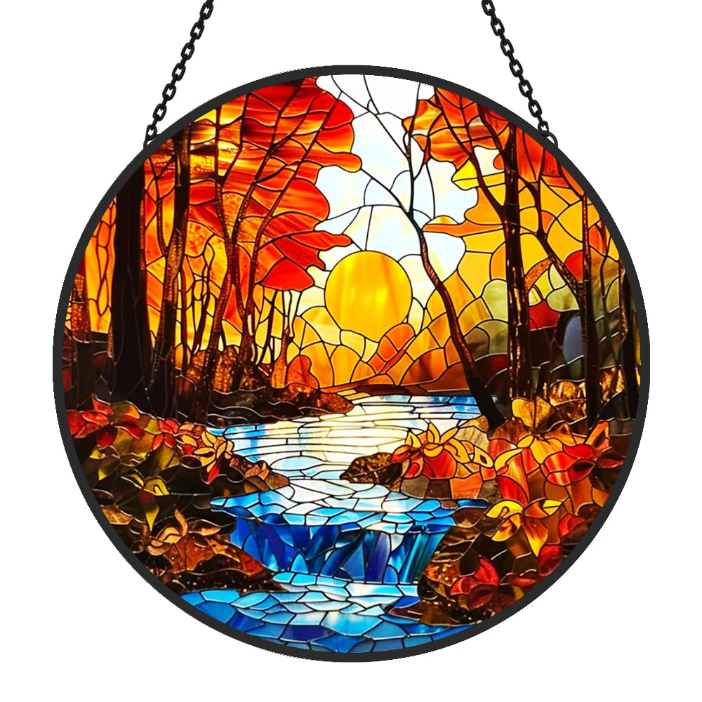 Sunset Sun Catcher Decoration Stained Glass Window Hanging