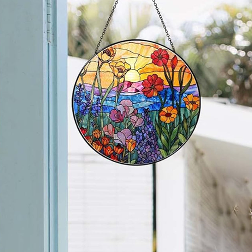 Wildflowers Sun Catcher Decoration Stained Glass Window Hanging