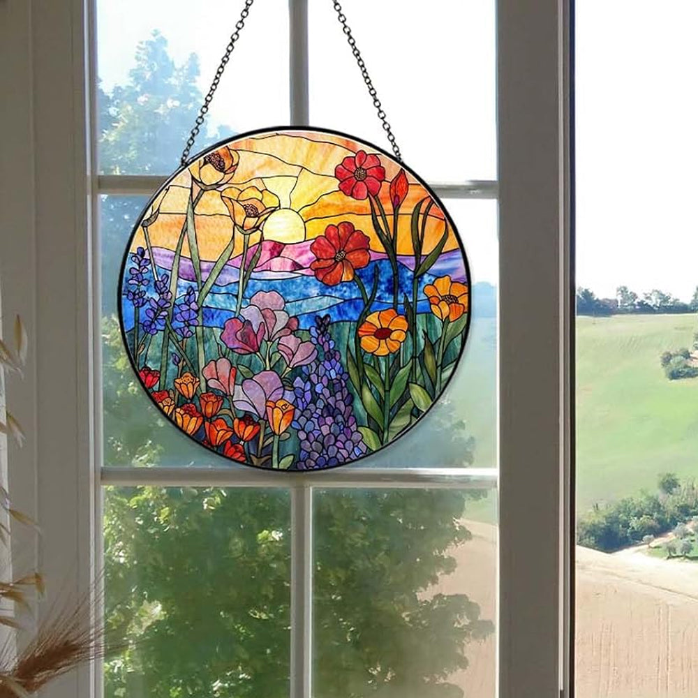 Wildflowers Sun Catcher Decoration Stained Glass Window Hanging