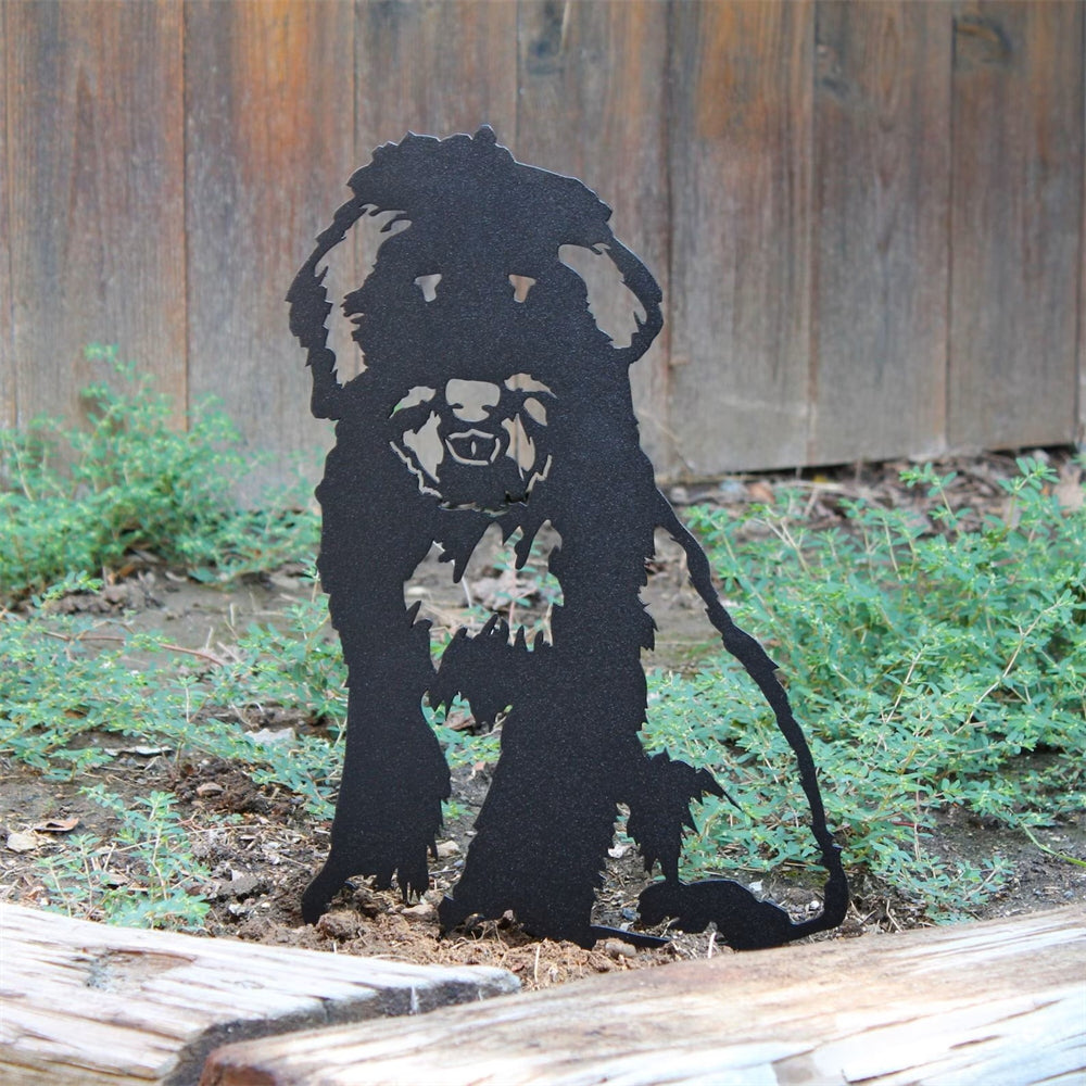 Bearded Collie Black Metal Dog Silhouette