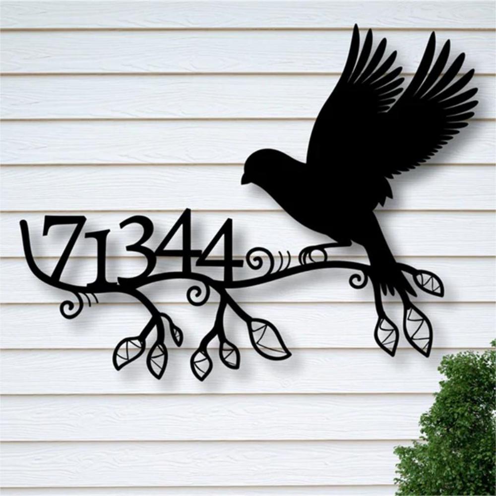 Bird House Numbers Branch Address Sign Custom