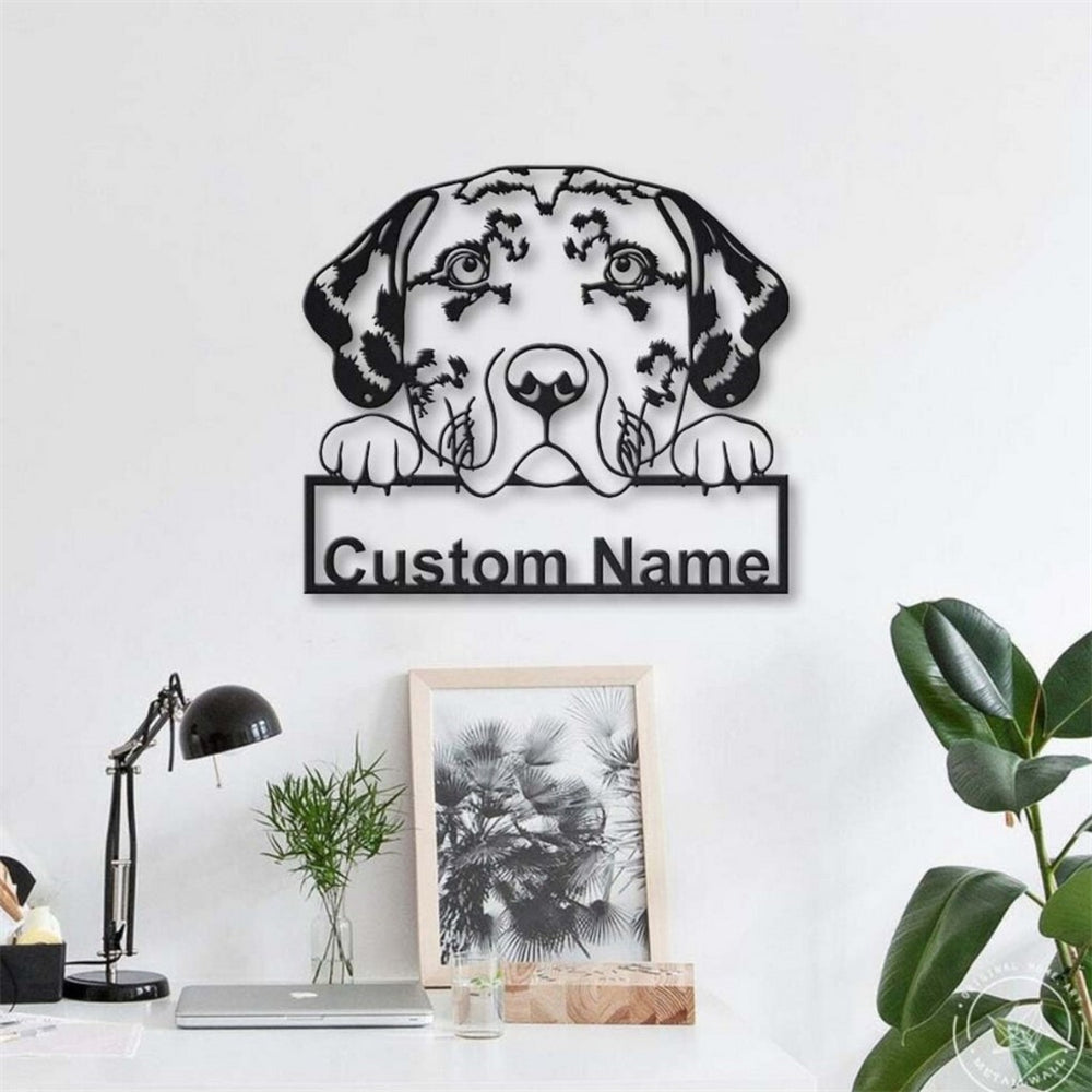 Catahoula Leopard Dog Metal Art Personalized Metal Name Sign