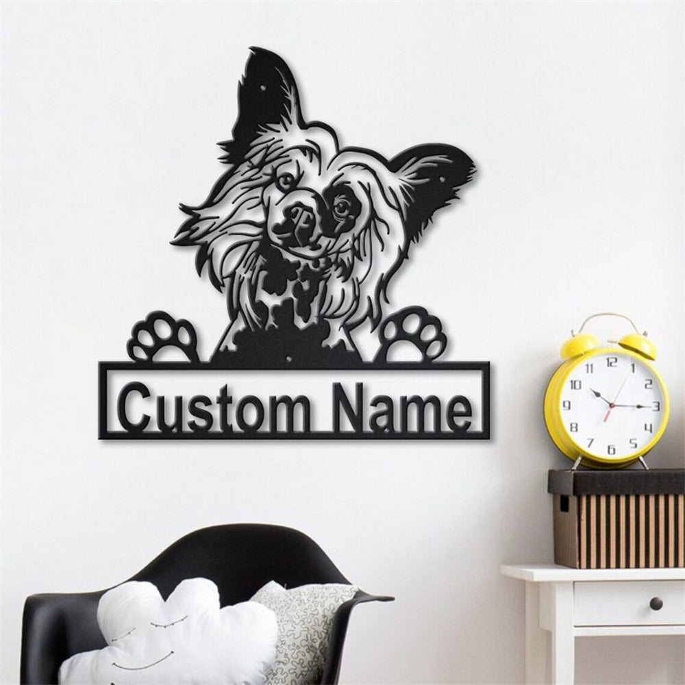 Chinese Crested Dog Metal Art Personalized Metal Name Sign
