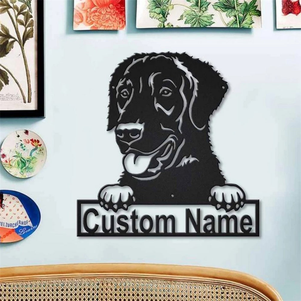Curly Coated Retriever Dog Metal Art Personalized Metal Name Sign