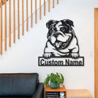 English Bulldog Metal Art Personalized Metal Name Sign