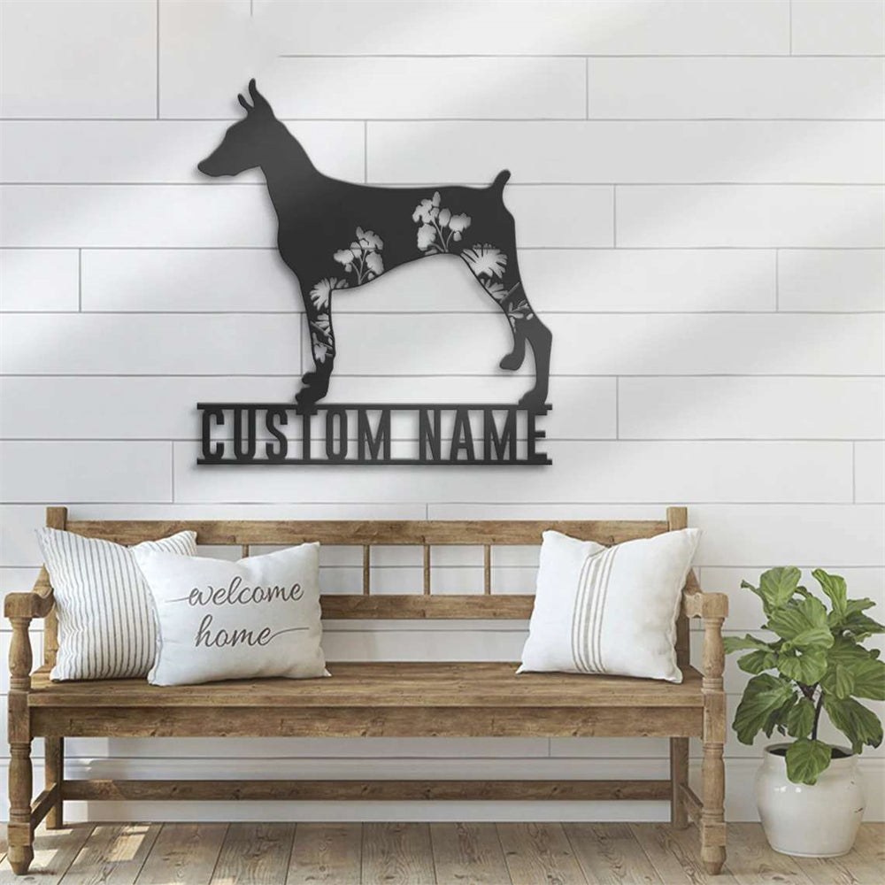 Floral Doberman Pinschers Personalized Metal Signs