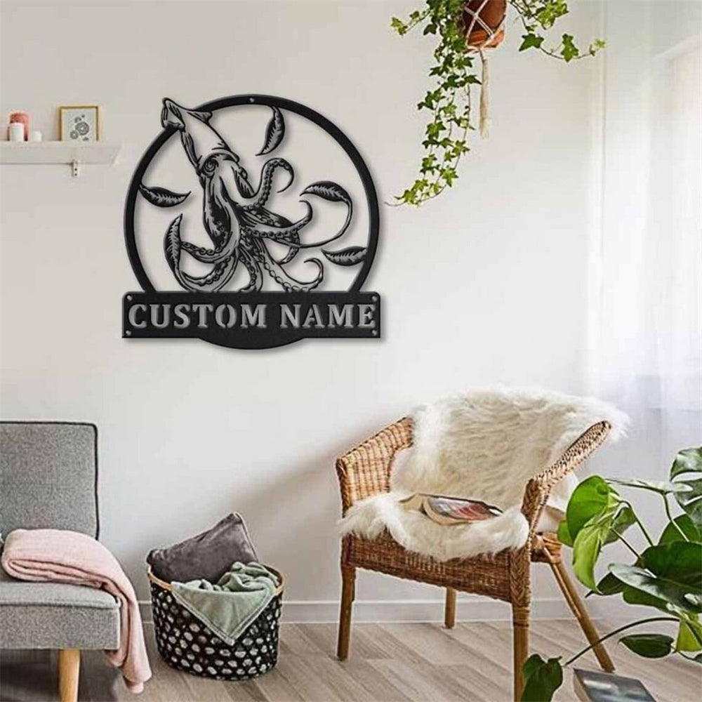 Giant Squid Metal Art Personalized Metal Name Sign