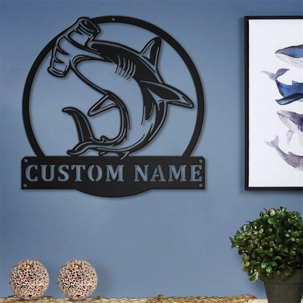 Hammerhead Shark Metal Art Personalized Metal Name Sign