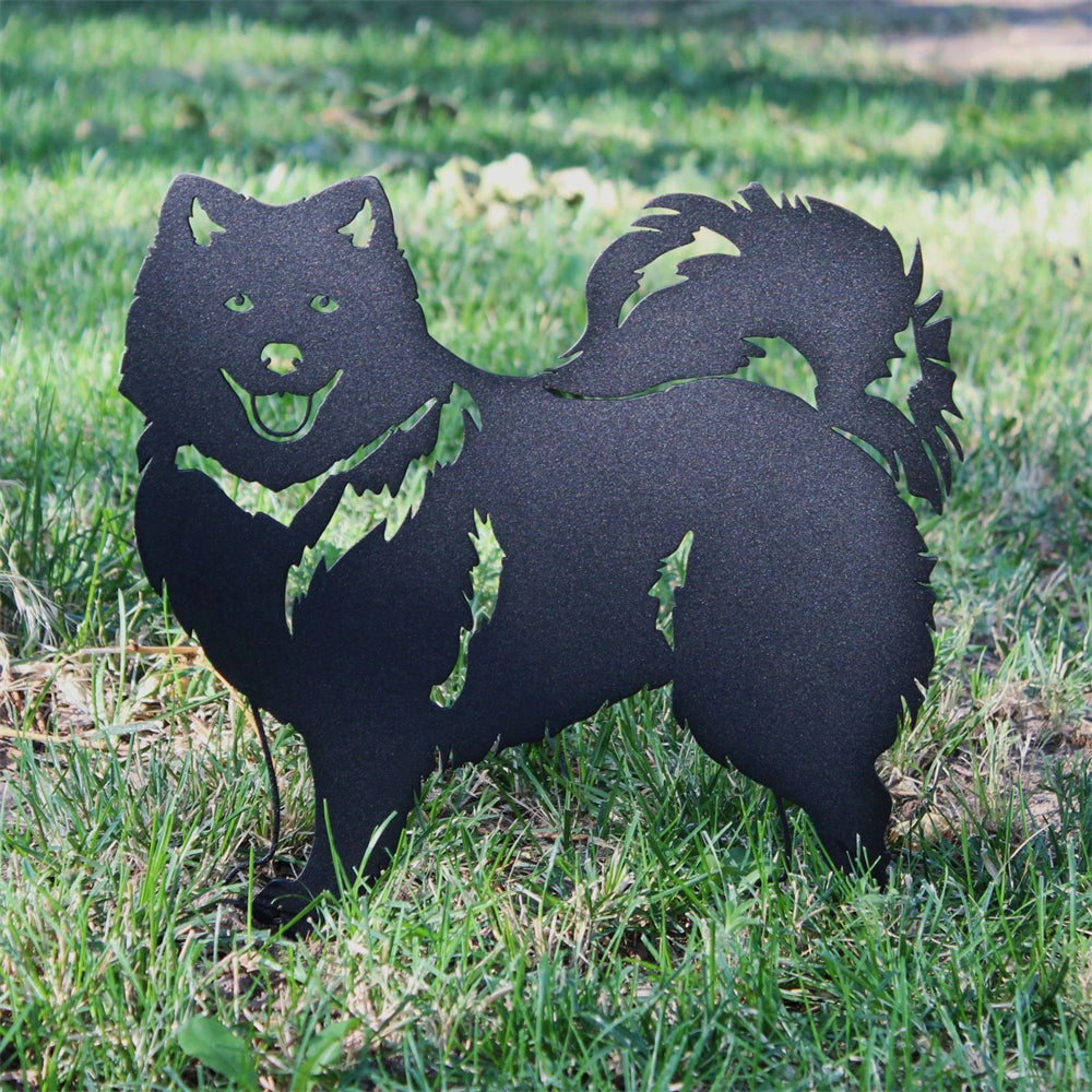 Keeshond Black Metal Dog Silhouette