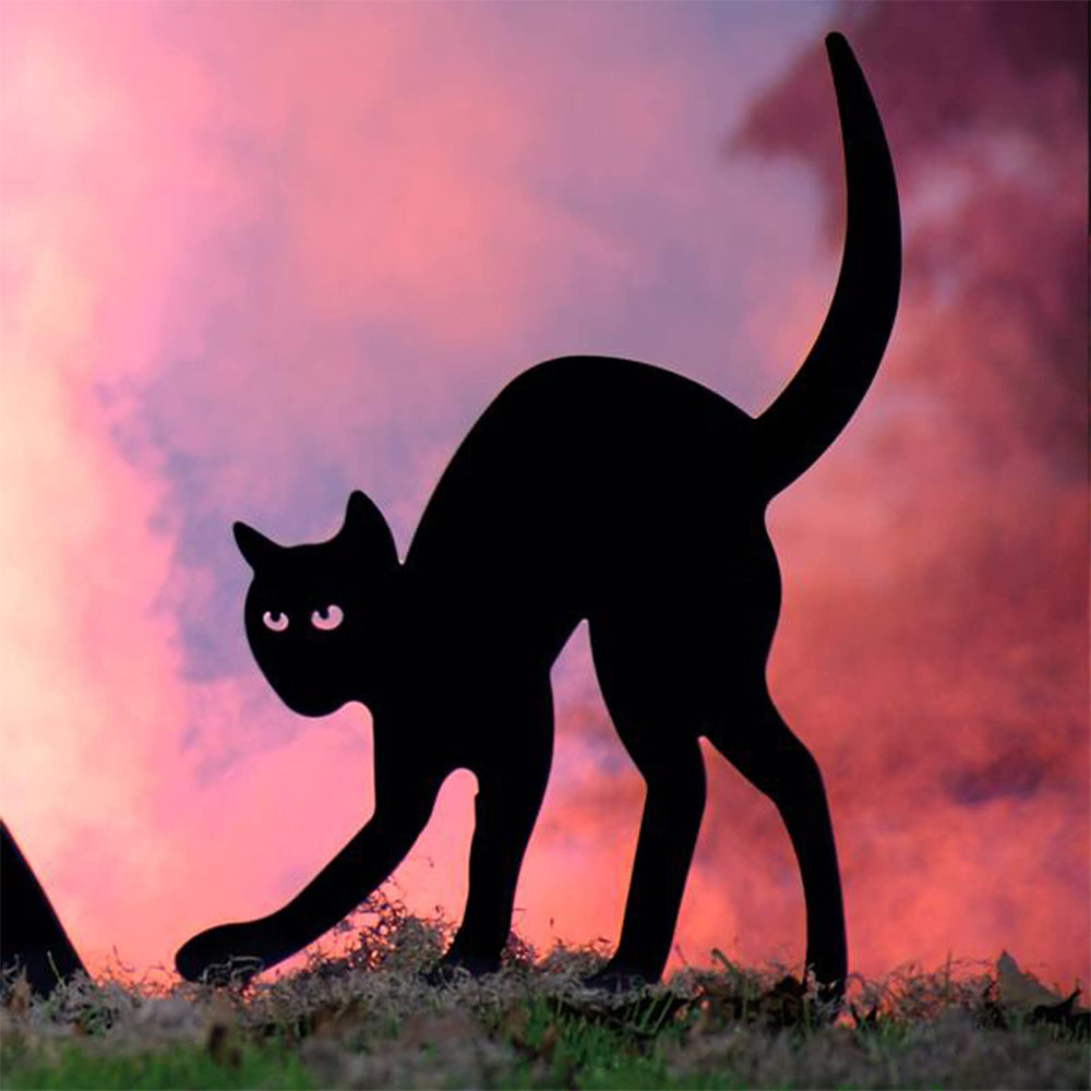 Halloween Cat Silhouette Outdoor Metal Garden Markers