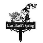 Garden Sign Gnome Wheelbarrow Outdoor Metal Markers