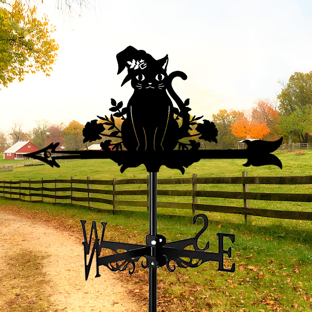 Black Cat and Flower Halloween Stainless Steel Weathervane – Beckymetal.com