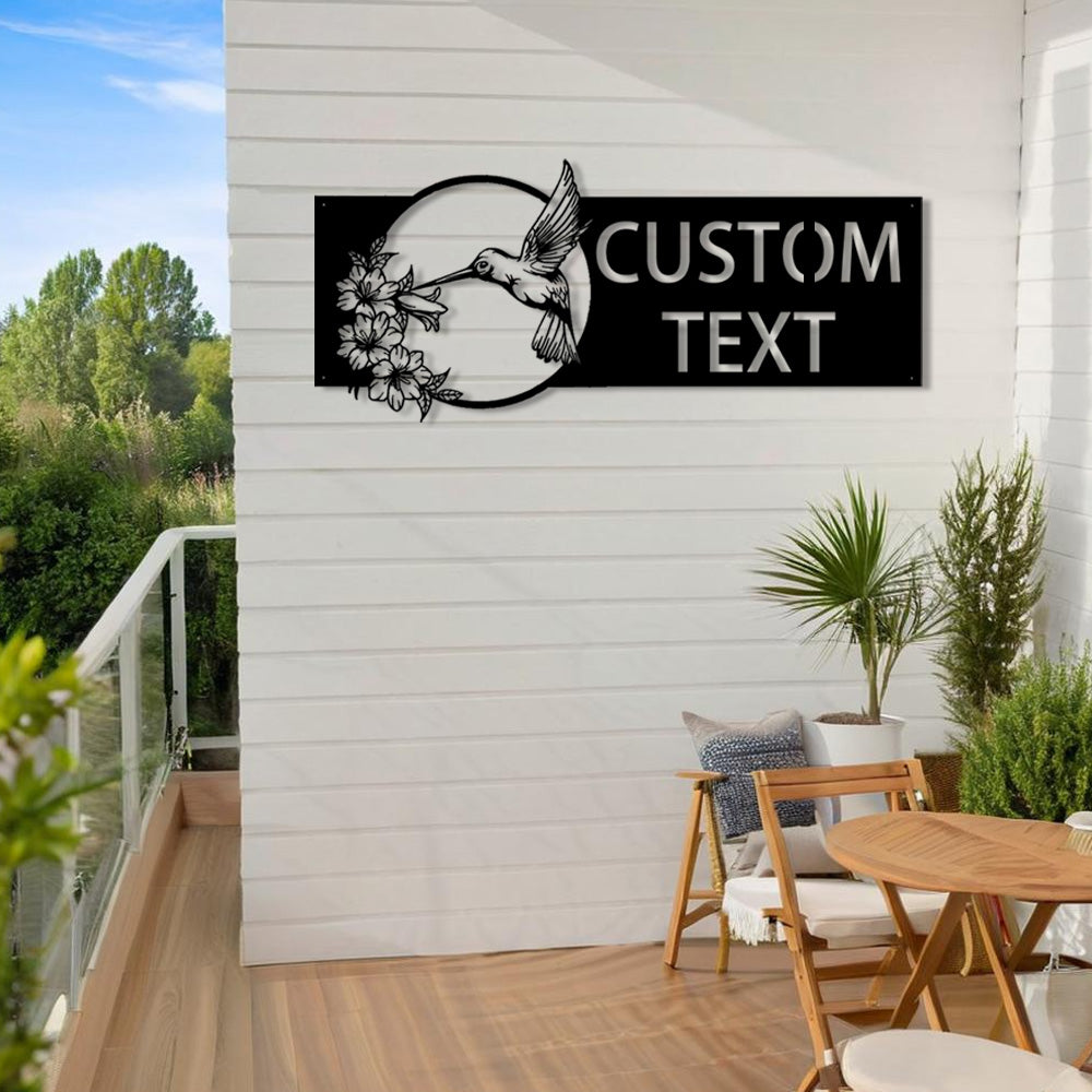 Hummingbird Personalized House Number Address Metal Sign Garden Art De ...