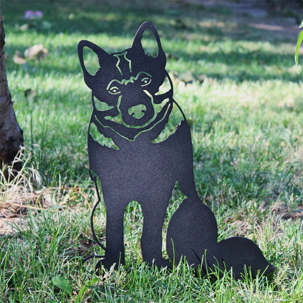Norwegian Elkhound Black Metal Dog Silhouette