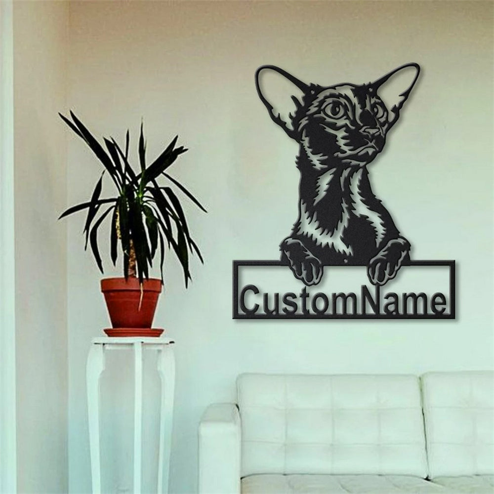 Oriental Shorthair Cat Metal Art Personalized Metal Name Sign