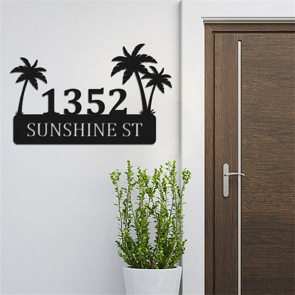 Palm Tree Address Metal Sign Custom