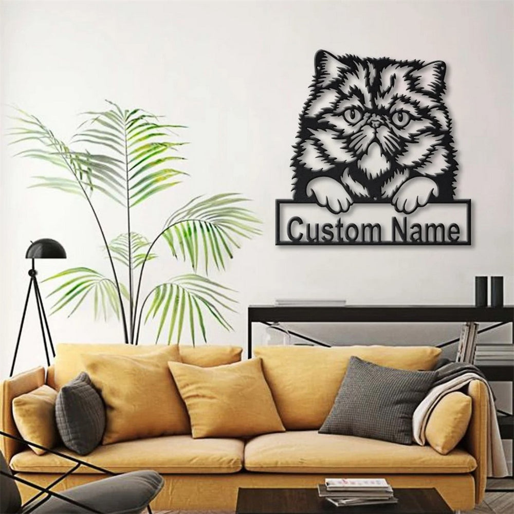 Persian Cat Metal Art Personalized Metal Name Sign