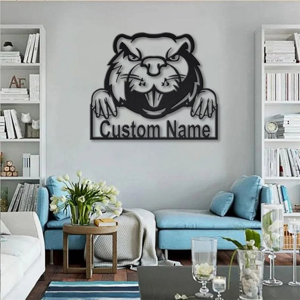 Personalized Beaver Metal Sign Art Home Decor Gift for Animal Lover